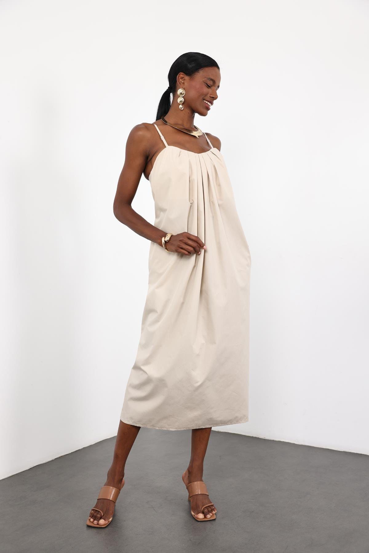 Çift Kullanımlı %100 Pamuk  Elbise – Askılı & Straplez