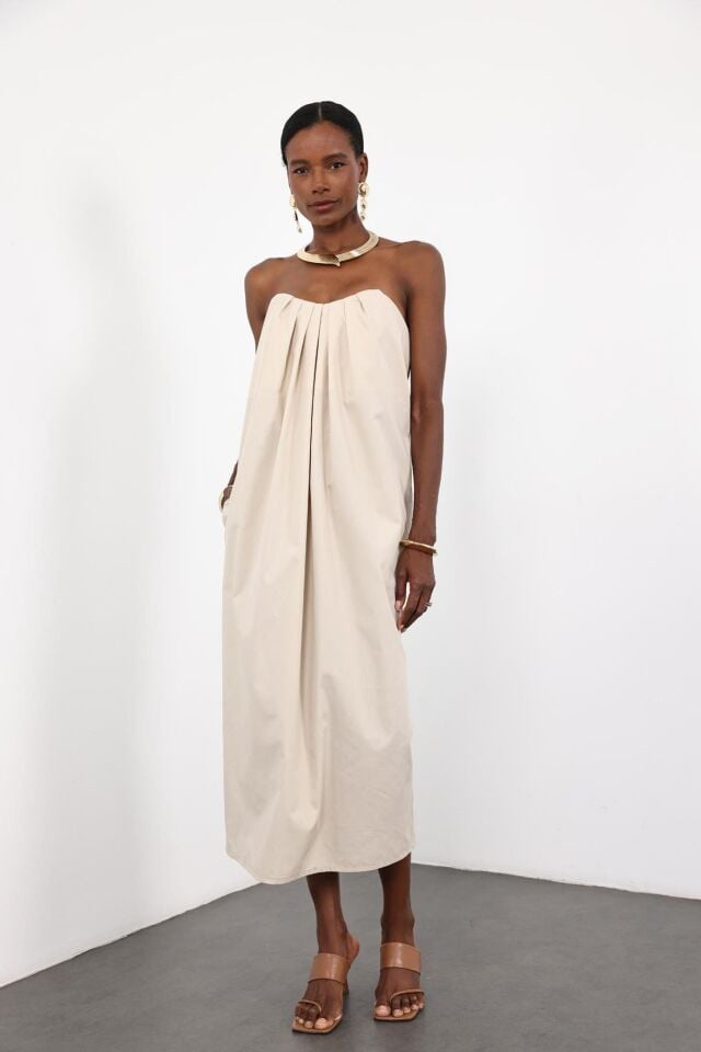 Çift Kullanımlı %100 Pamuk  Elbise – Askılı & Straplez