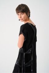 Düşük Kollu Omzu Açık Uzun Tarz Elbise Siyah