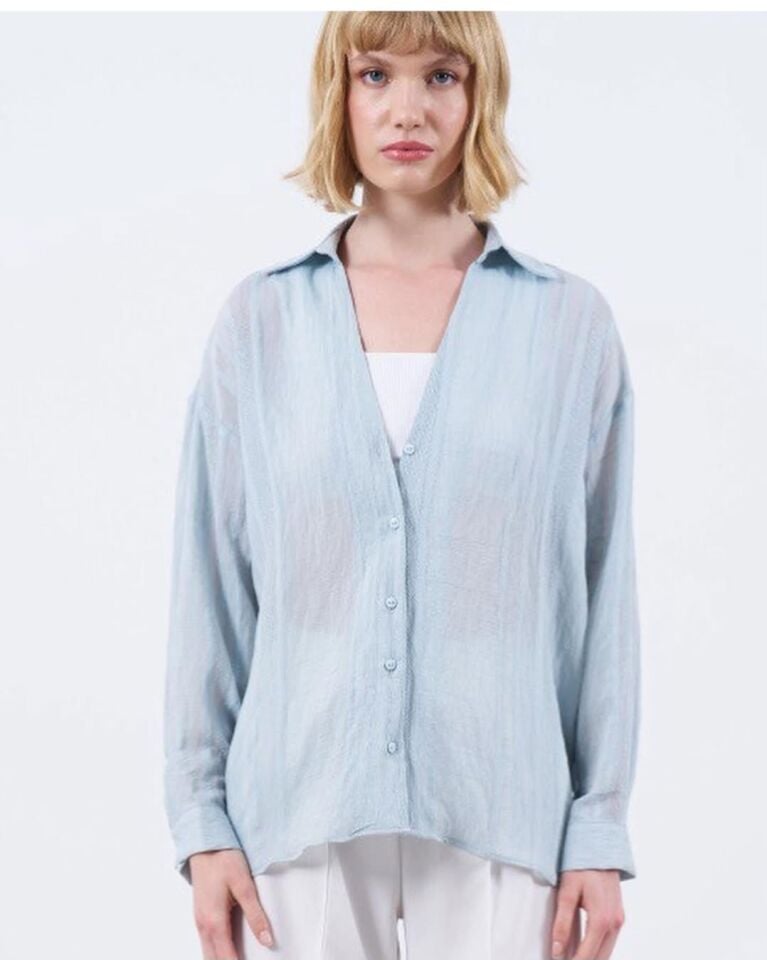 Mint Yeşili Uzun Kollu Gömlek