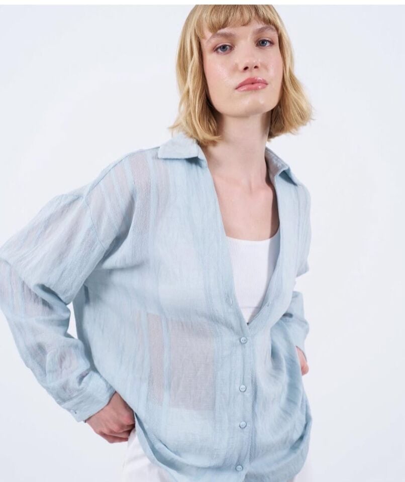 Mint Yeşili Uzun Kollu Gömlek