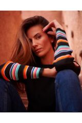 Kolları  Şeritli Sweatshirt Siyah