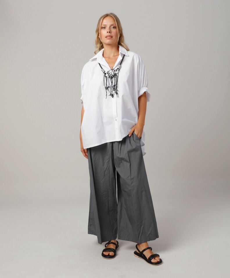 Beyaz Oversize Poplin Gömlek