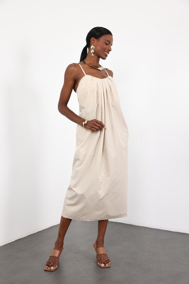 Çift Kullanımlı %100 Pamuk  Elbise – Askılı & Straplez