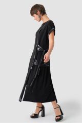 Düşük Kollu Omzu Açık Uzun Tarz Elbise Siyah