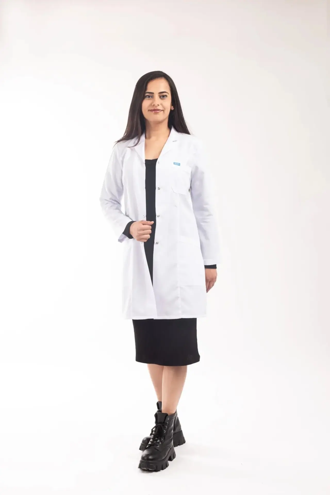 Tunik Boy, Klasik Yaka, Uzun Kol Beyaz Önlük