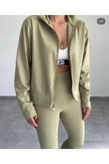 Uzun Kollu Fermuarlı Ceket ve Tayt Takım