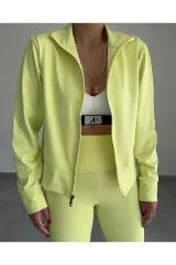 Uzun Kollu Fermuarlı Ceket ve Tayt Takım