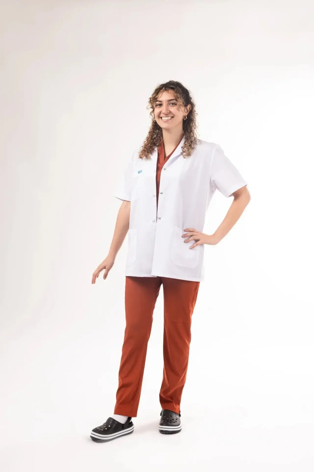 Ceket Boy, Klasik Yaka, Kısa Kol Beyaz Önlük