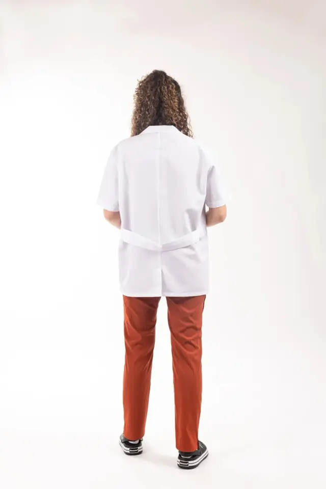 Ceket Boy, Klasik Yaka, Kısa Kol Beyaz Önlük