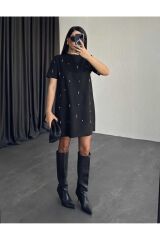 Tektaş Detaylı Nubuk Mini Elbise