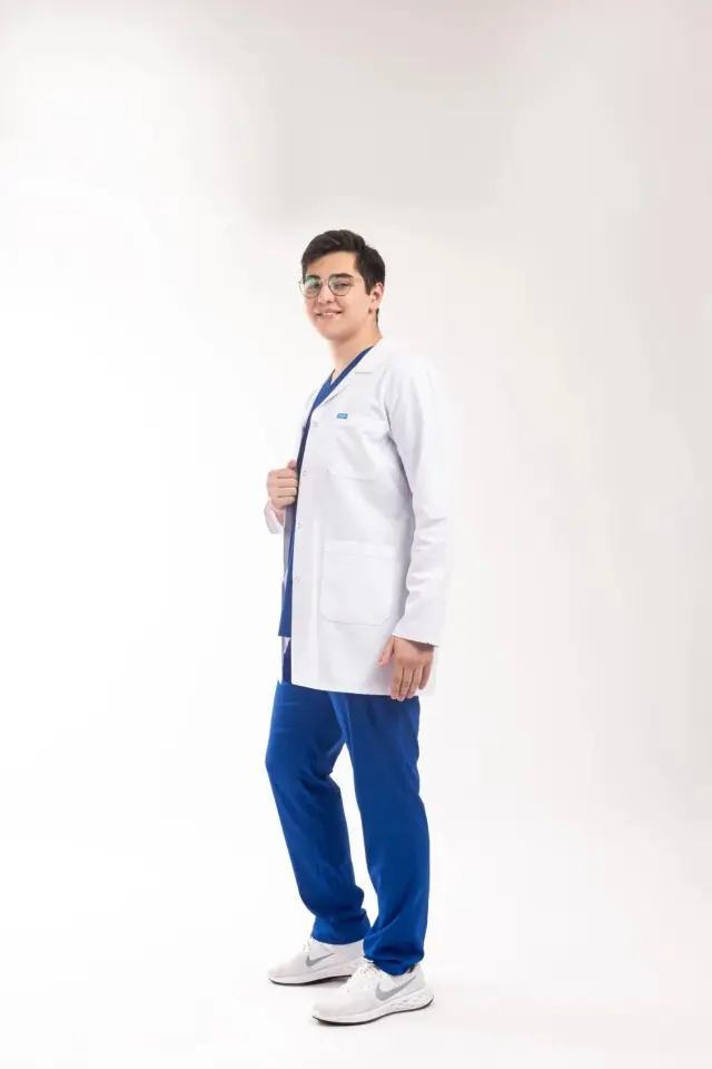 Orta Boy, Klasik Yaka, Uzun Kol Beyaz Önlük