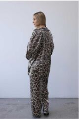 Leopar Desenli 3 lü  Saten Takım