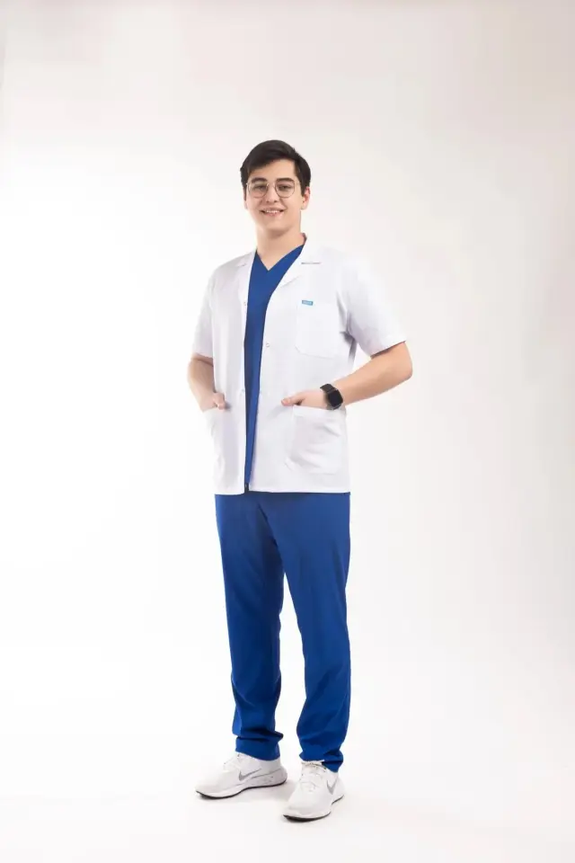 Ceket Boy, Klasik Yaka, Kısa Kol Beyaz Önlük