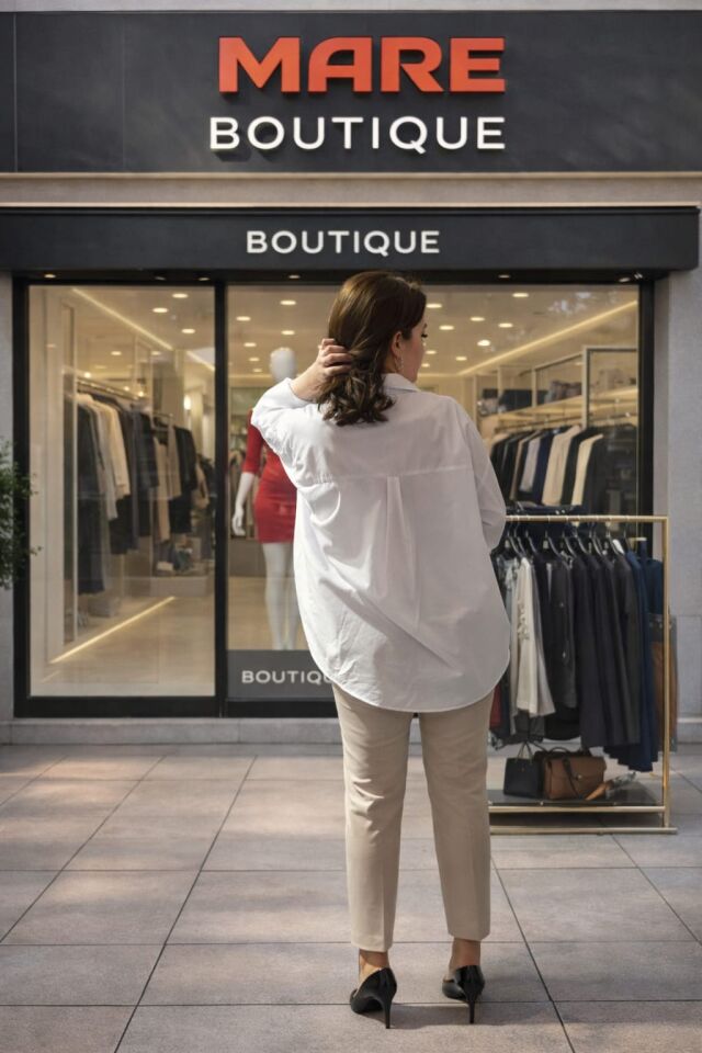 Kolları geniş ve manşetli Oversize Gömlek Beyaz