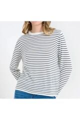 Uzun Kollu Bisiklet Yaka Çizgili Casual  Tshirt
