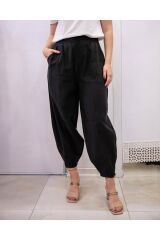Paçası Fermuarlı Keten Pantolon
