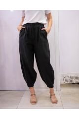 Paçası Fermuarlı Keten Pantolon