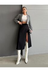 Krep Kumaş Içi Şortlu Yanı Yırtmaçlı Uzun Etek Siyah