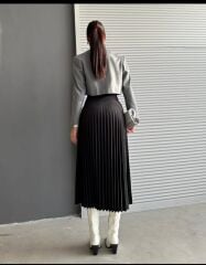 Krep Kumaş Içi Şortlu Yanı Yırtmaçlı Uzun Etek Siyah