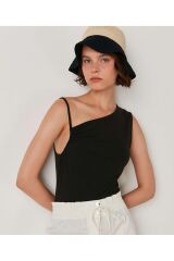 Kadın Tek Kol Askılı Kolsuz Bluz Siyah
