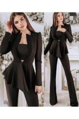 3'lü Şık Takım (Ceket Pantolon Crop)