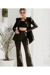 3'lü Şık Takım (Ceket Pantolon Crop)