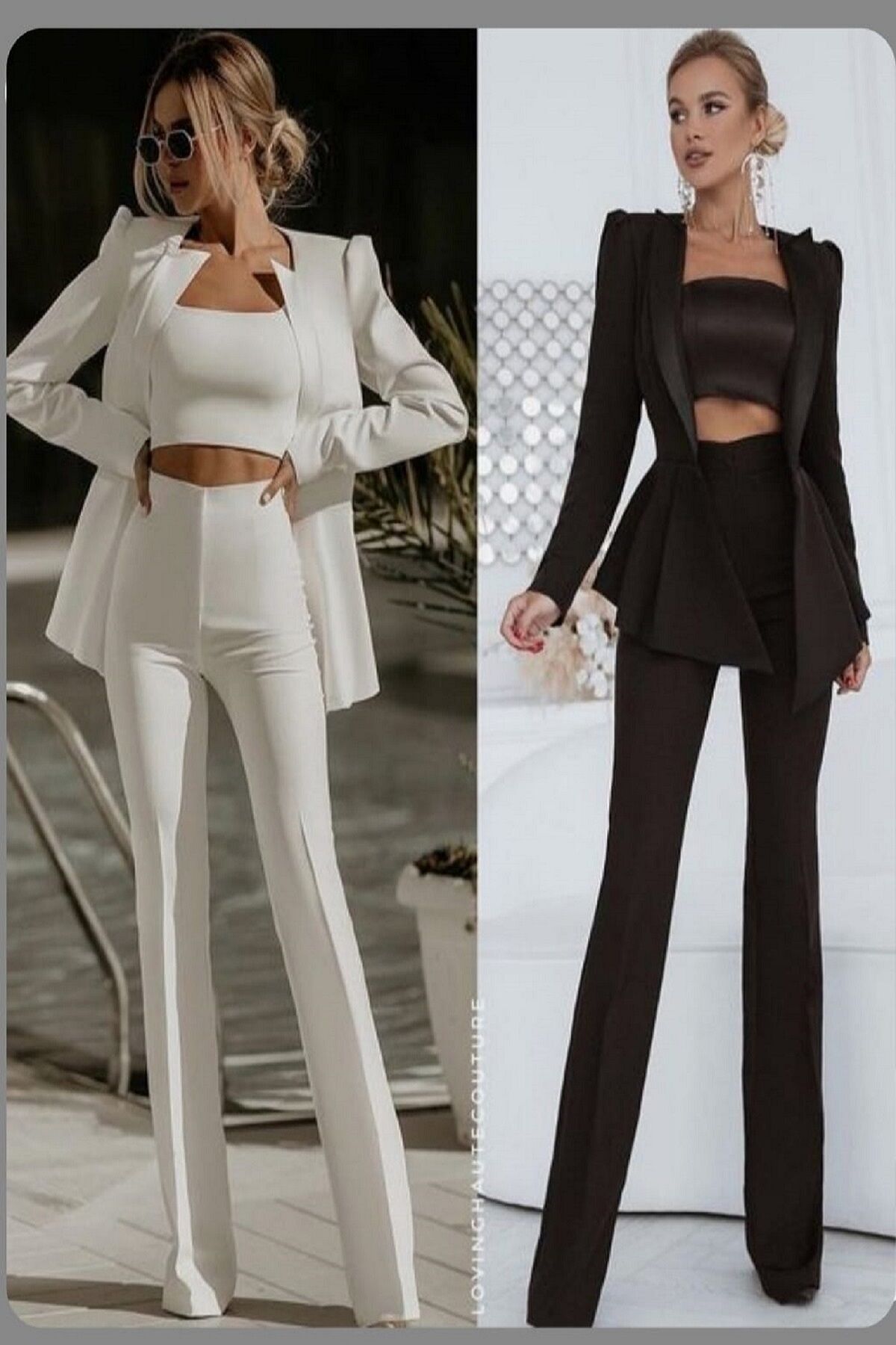 3'lü Şık Takım (Ceket Pantolon Crop)