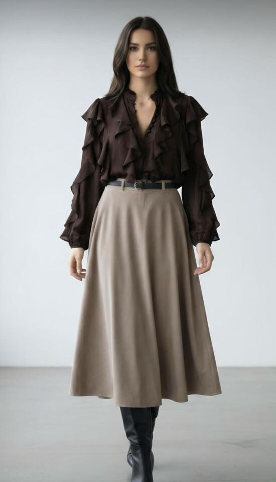 Zamansız Şıklık Kadife A Form Etek