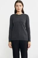 Düğme Detaylı Cepli Triko Kazak