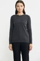 Düğme Detaylı Cepli Triko Kazak