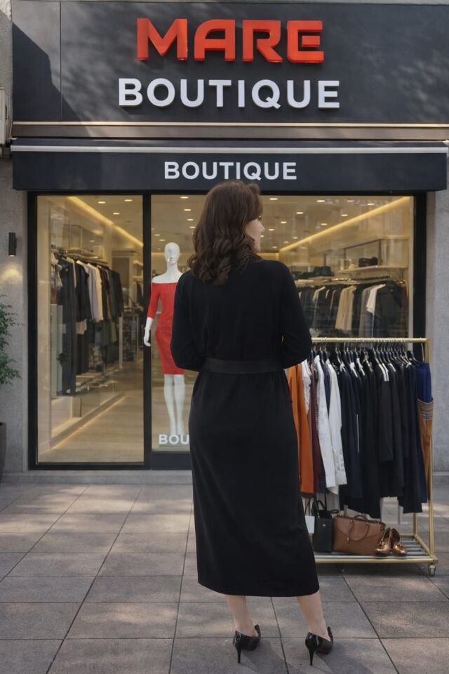 Siyah Fermuarlı Kemer Detaylı Çok Amaçlı Elbise & Ceket