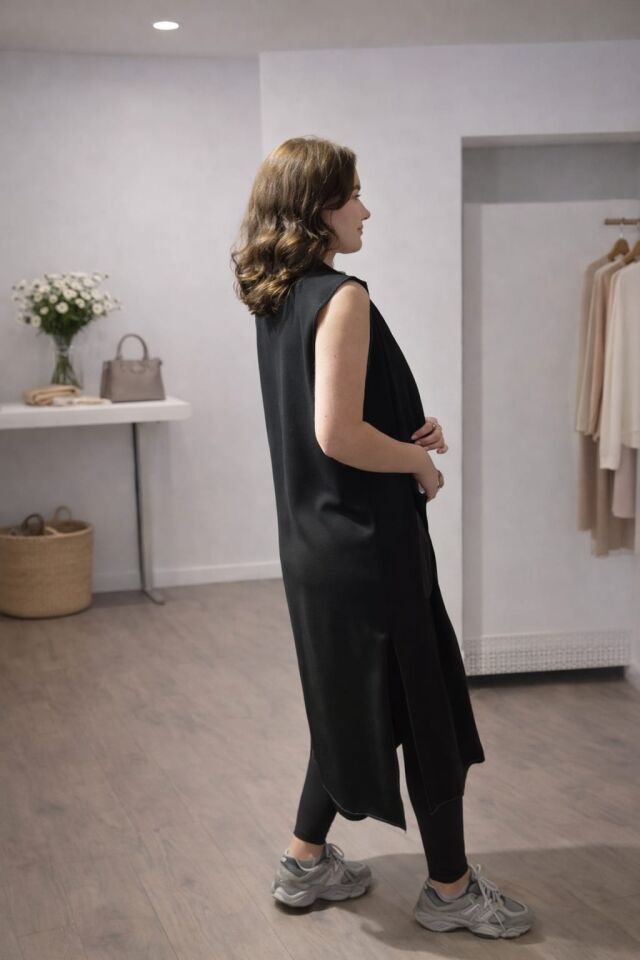 Uzun Kesim Modern Siyah Yelek