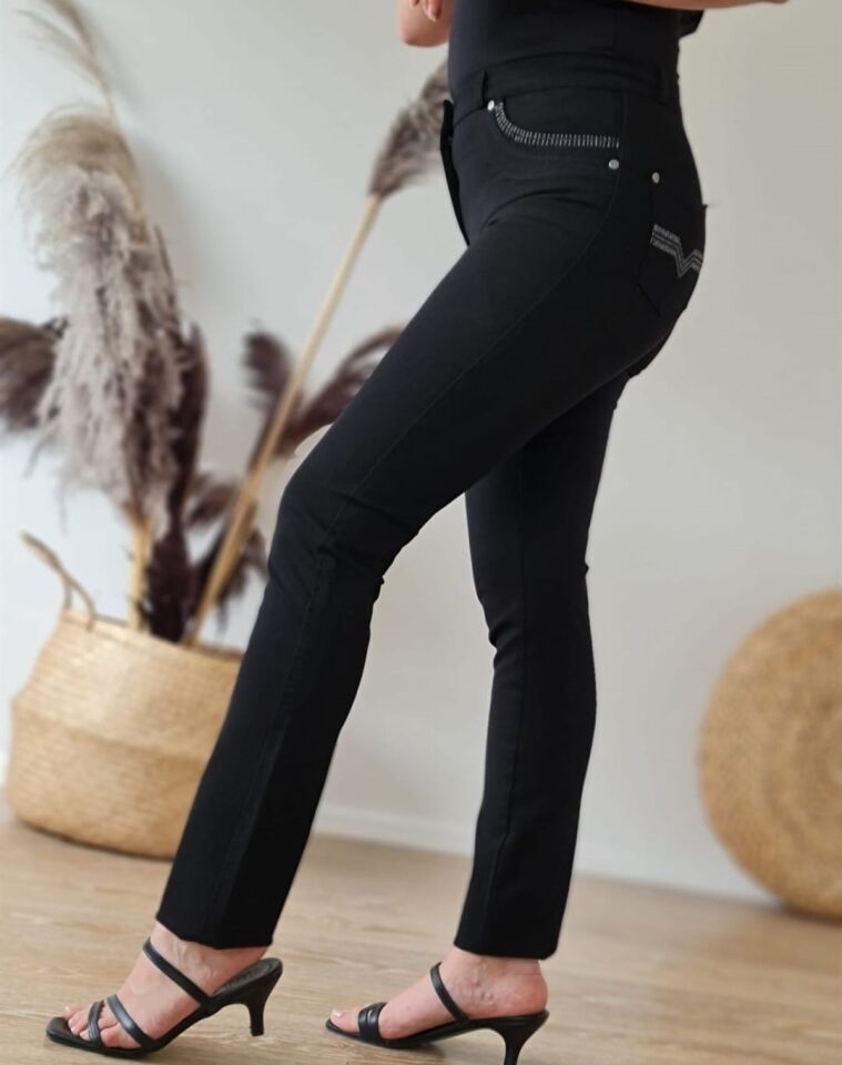 Yüksek Bel Esnek Kumaş Slim Fit  Pantolon 48 - Siyah