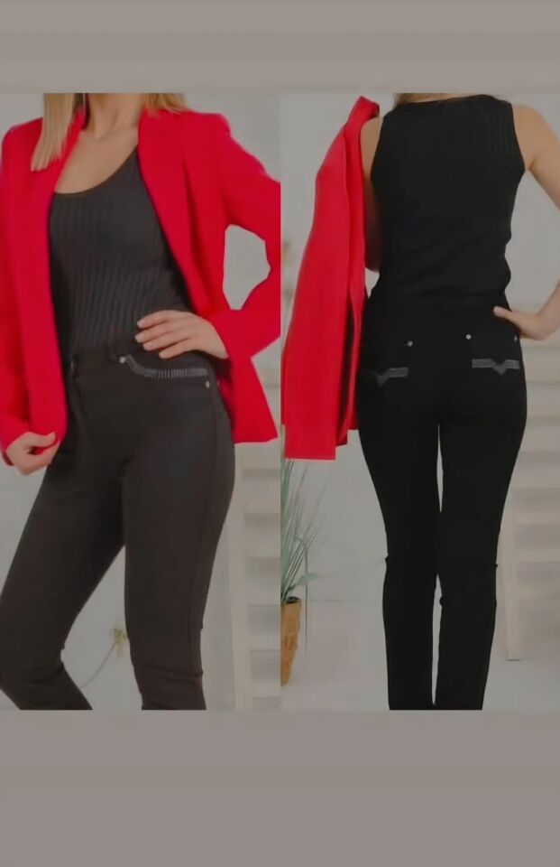 Yüksek Bel Esnek Kumaş Slim Fit  Pantolon 50 - Siyah