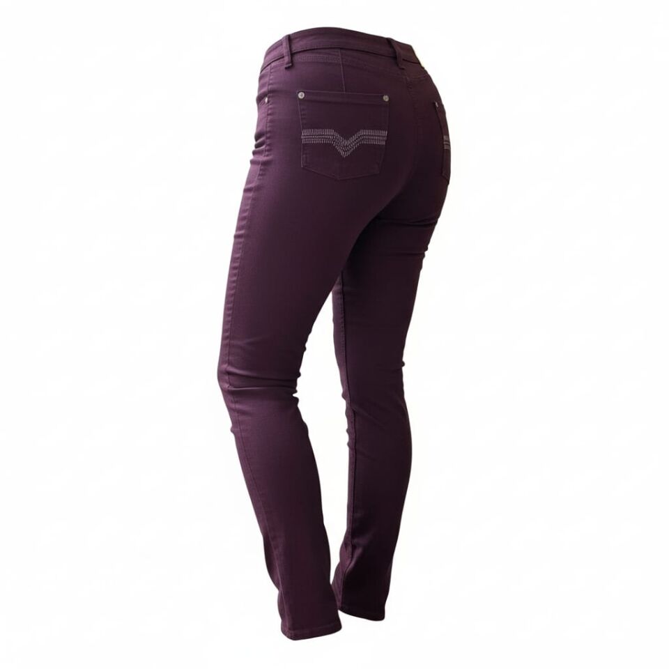 Yüksek Bel Esnek Kumaş Slim Fit  Pantolon 40 - Mürdüm