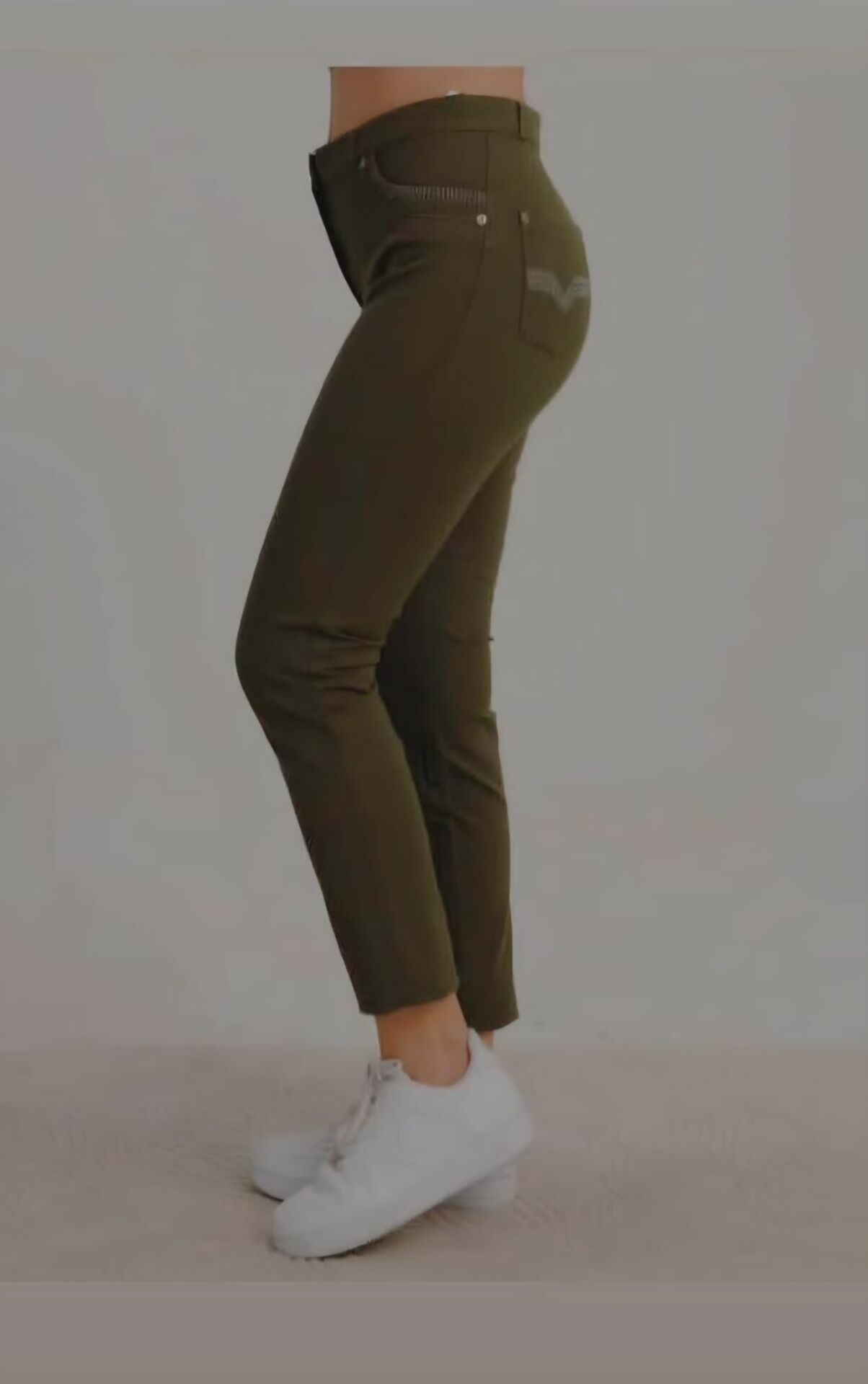 Yüksek Bel Esnek Kumaş Slim Fit  Pantolon 50 - Yeşil