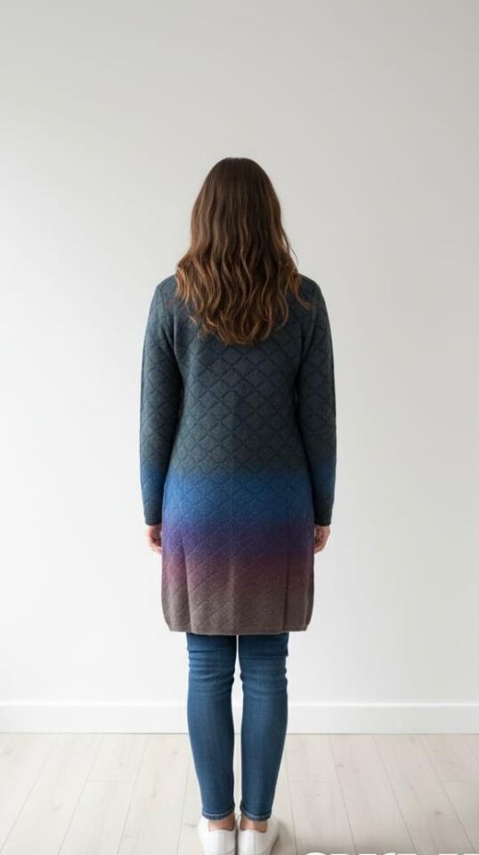 Renk Geçişli Kapitone Uzun Hırka