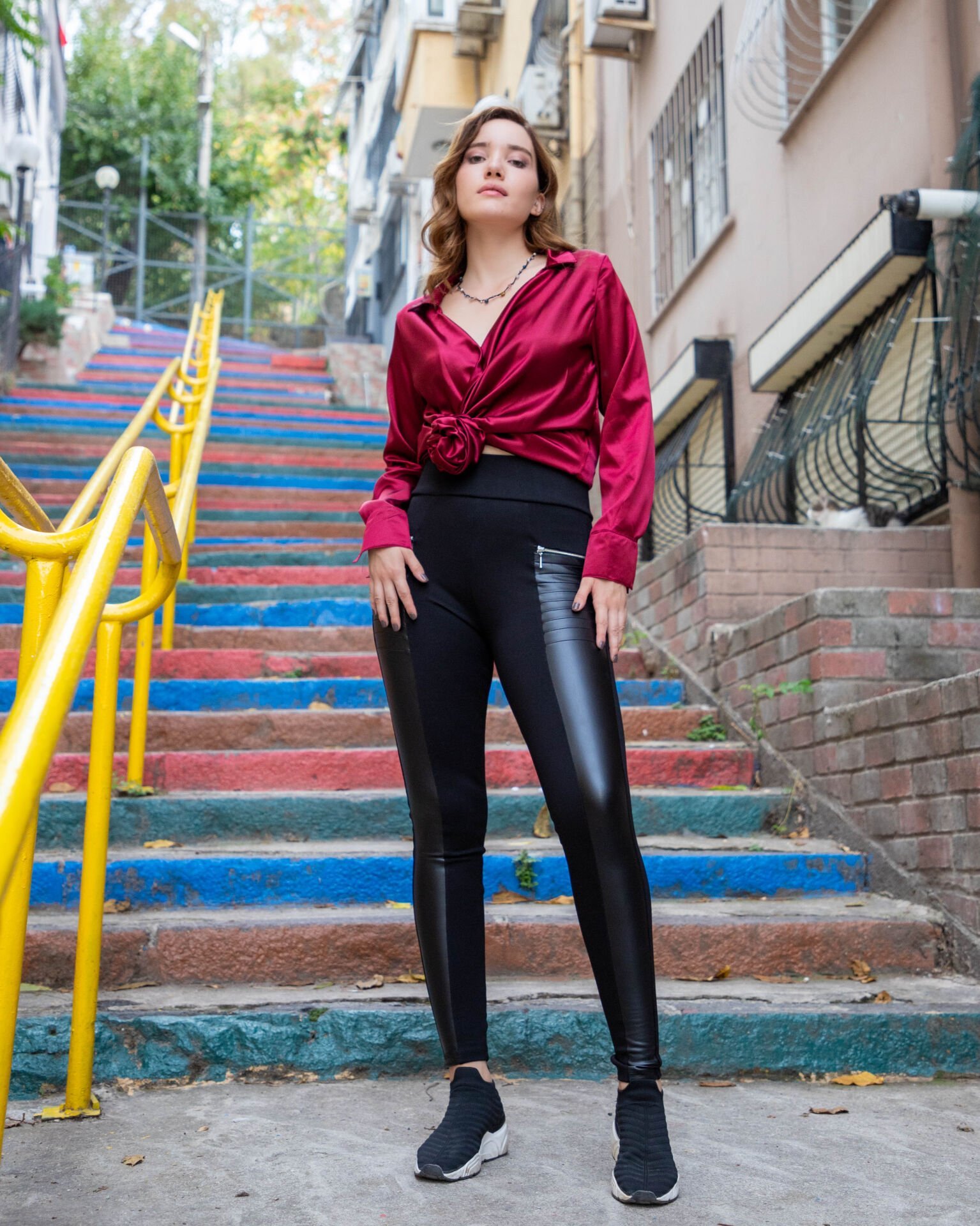 Dökümlü Saten  Uzun Kollu Gömlek