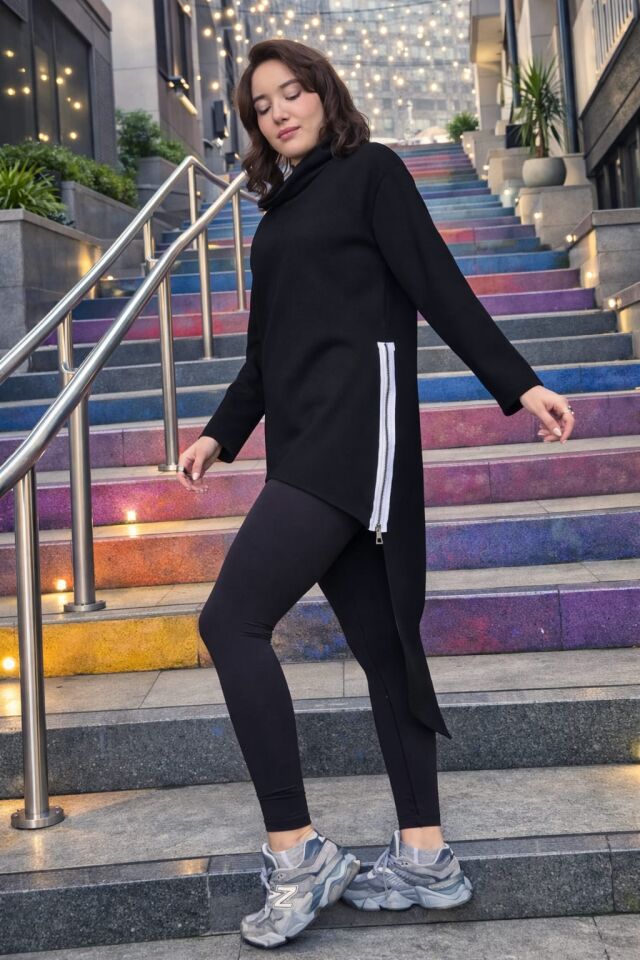 Premium Tok Dokulu Toparlayıcı Siyah Tayt