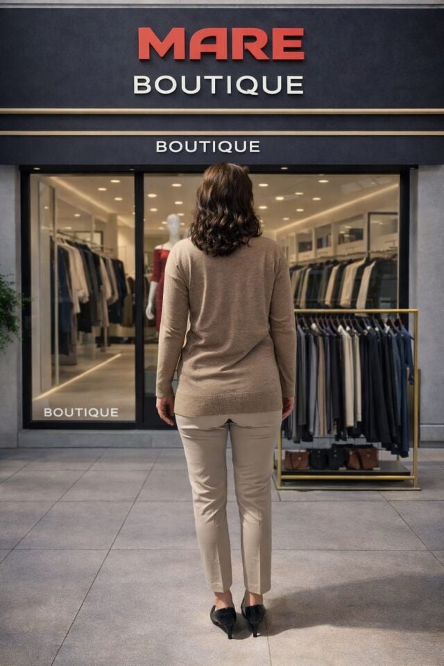 Bej Yüksek Bel Slim Fit Pantolon