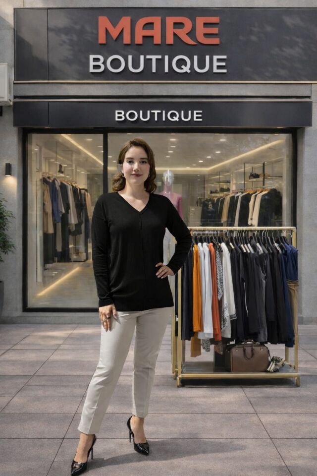 V Yaka İnce Triko Kazak