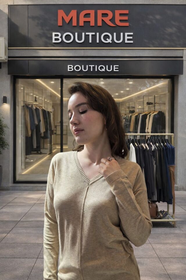 V Yaka İnce Triko Kazak