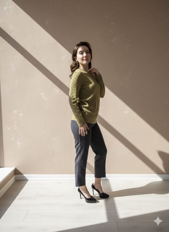 Yüksek Bel Füme Klasik Kesim Slim Fit Pantolon