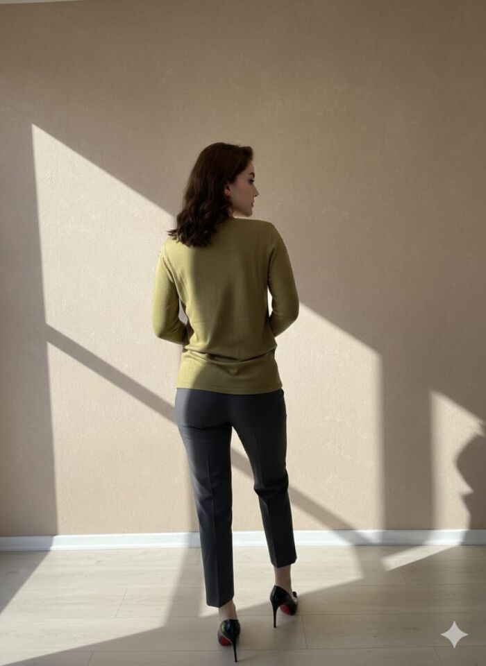 Yüksek Bel Füme Klasik Kesim Slim Fit Pantolon