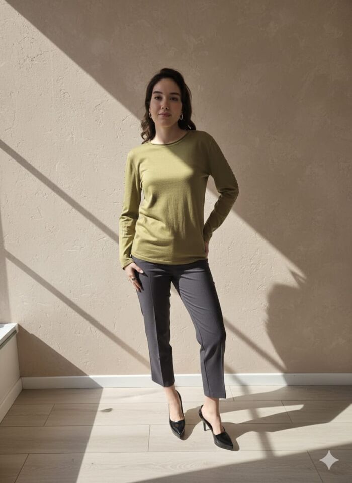 Yüksek Bel Füme Klasik Kesim Slim Fit Pantolon