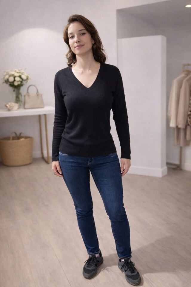 Taş Detaylı Yüksek Bel Skinny Jean Pantolon