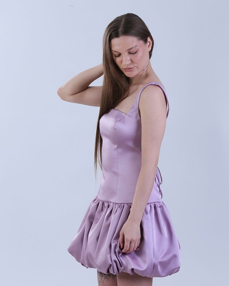 Büyüleyici Lavanta Rüyası Mini Elbise