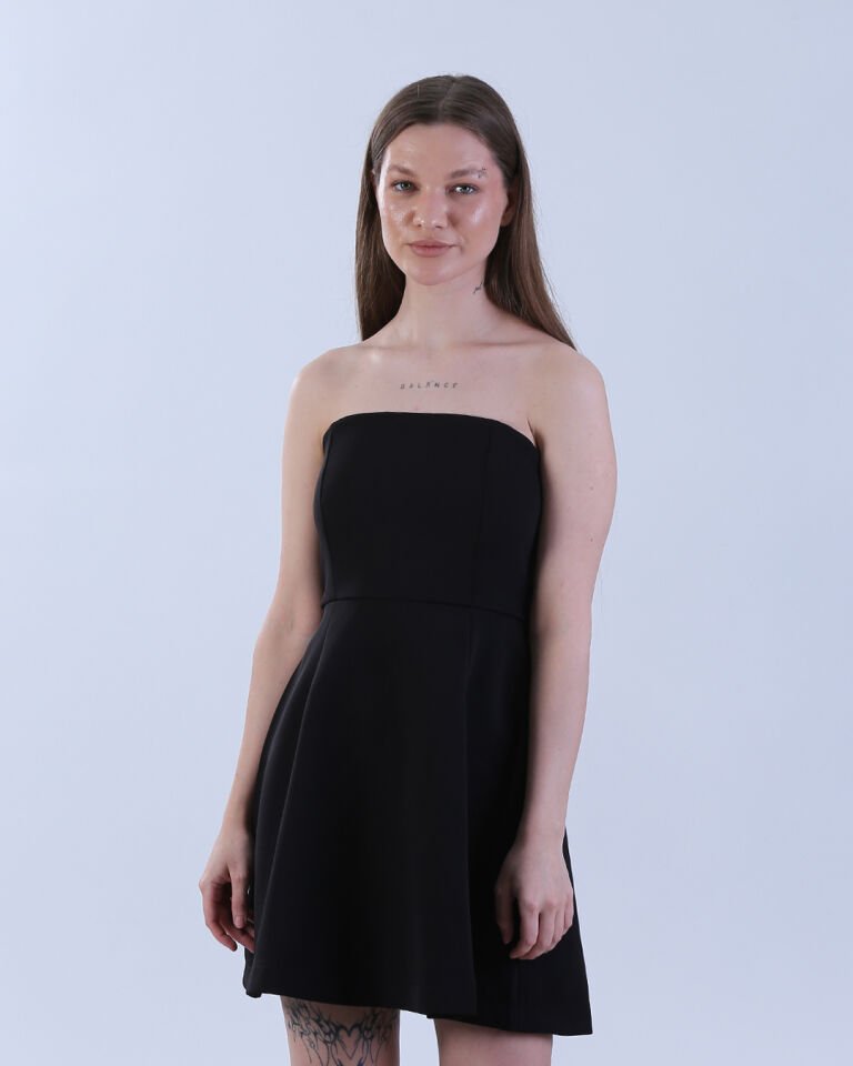 Straplez Mini Elbise Siyah