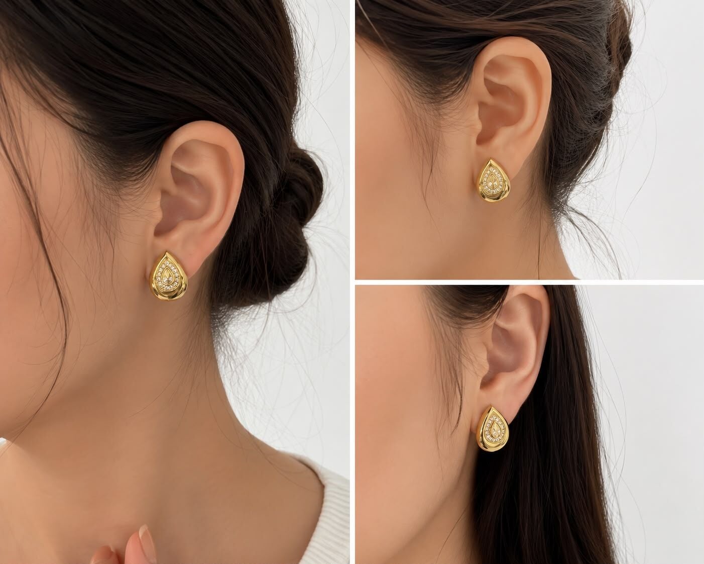 XP Gold Taş Detaylı Vintage Damla Küpe
